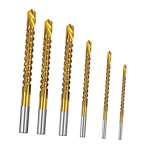 NUOBESTY 6Pcs Spiral Drill Bit High Speed Twists Serrated Drill Bits for Woodworking Durable Cutting Tools for Projects