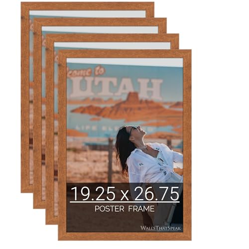 wallsthatspeak 19.25x26.75 Light Walnut Rustic Pine Picture Frame for Puzzles Posters Photos or Artwork (4-Pack)