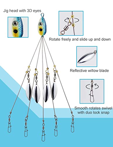 Beoccudo Alabama Rig Umbrella Rigs Kit For Stripers Bass Fishing 5 Arms A Rig Fishing Lures Bait Rigs With Swimbaits-21Pcs #TOP4