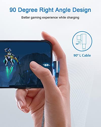 CLEEFUN Right Angle USB C Cable 90 Degree [5m/16ft], Extra Long 3A Type C Charger Lead Fast Charging Cord Compatible with Samsung Galaxy S10 S10E S20 S9 S8 Note 10 Plus, A20E A41 A51 A71, Switch