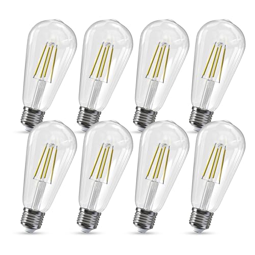 Image of Jensense Edison Bulbs E26 LED Bulb 60 Watt Equivalent, Vintage LED Light Bulbs CRI90+ ST19, Dimmable Clear Light Bulbs (5000k Daylight, 6w -8 Pack)