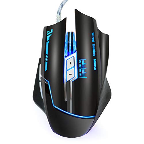 LED Gaming Mouse, Computer-RGB-Gaming-Laptop USB-Kabel Regenbogen Kühlen Maus mit 4 Farbe der Hintergrundbeleuchtung für Profispieler,Schwarz