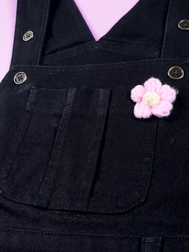 Image of KiddoPanti Girls Solid A-Line Fit Pinafore 5 Pocket Denim Dungaree Skirt