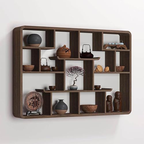 YVZYLXH Estantería Pared Madera Maciza Flotante, Baldas de Madera Decorativas con Diseño Anticaída, Repisas de Pared for Salón Dormitorio Cocina, Montaje Simplificado(106x73x15cm/41.7x28.7x5.9in)