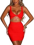 🌹Eigenschaften: Sexy kleid damen. V-ausschnitt tief, Elegant, Ärmellos, Einfarbig, Sexy, Gerüscht, Rückenfreies, Knoten, Eng. Popiv minikleid damen sexy zeigen ihre einzigartige eleganz