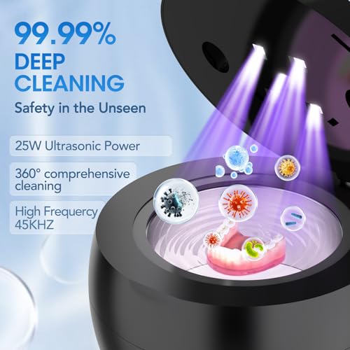 SHPMXUPW Limpador de retentor ultrassônico – Operação com um toque de 200 ml, 45 kHz, limpeza profun