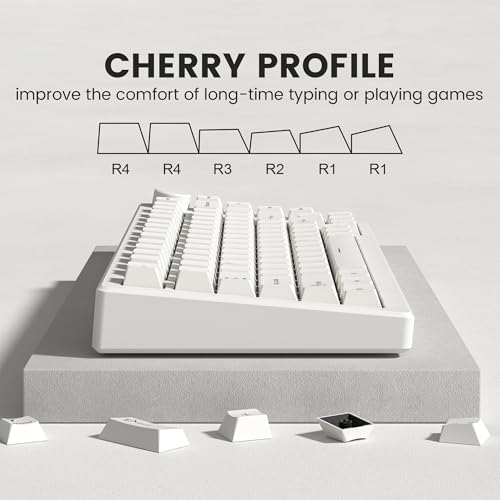 Image of dagaladoo Double Shot PBT keycaps Set, Cherry Profile Keyboard Keycaps | Retro key caps full size,Custom keycaps for 60% 65% 75% 100% MX switch Mechanical Keyboard(Milky White,126-keys)