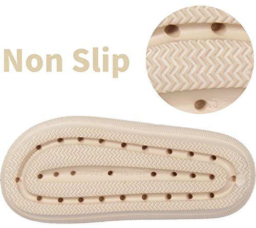 Unisex Slippers Beach Pillow Sandal Adjustable Double Buckle Slides Comfortable Soft Sandal Spa Slippers Light Brown Men Size 10 10.5 Women Size 11 11.5 #TOP4