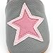 XWANZI Baby Girls Slippers Soft Sole Low Cut First Walkers Grey Pink Cartoon Star Pattern Fashion Cute Baby Slippers 18-24 Months