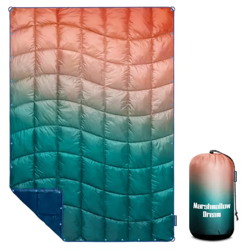 Camping Blanket Puffy Camp Blanket Large Outdoor Blanket | Lightweight Windproof Water Resistant for Hiking, Backpacking,Car,Picnic,Stadium