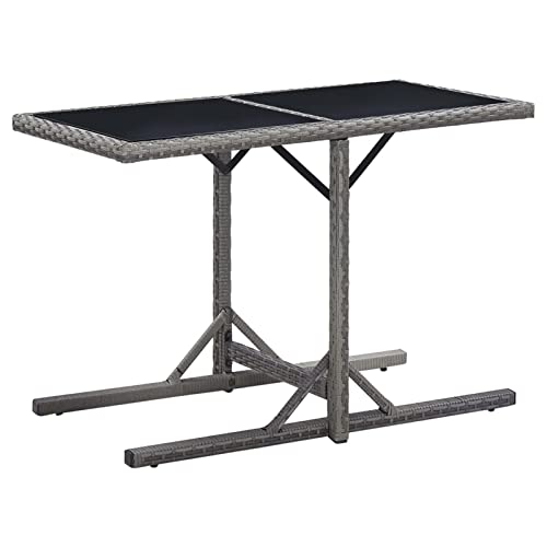 ARKEM Tavolo da Giardino Antracite 110x53x72 cm in Vetro e Polyrattan,Tavolo Pieghevole Rettangolare Multifunzione Con Piano E Struttura Richiudibile Salvaspazio, Per Arredo Esterno, Interno, Giardino