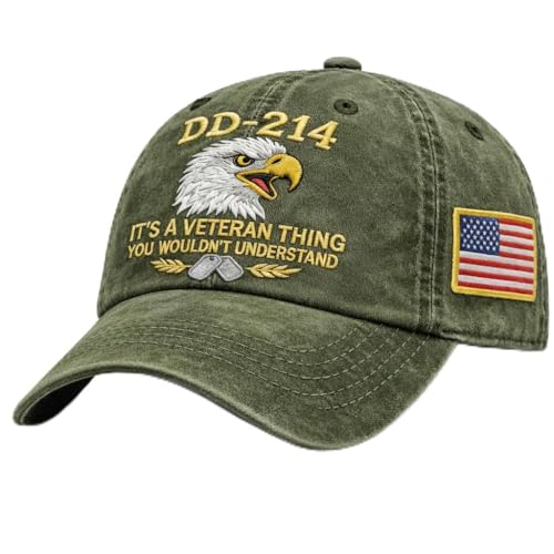 DD-214 Veteran Baseball Cap - Patriotic Military Green