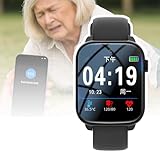 DJFYVAEIO Uhr Zur Sturzerkennung FüR äLtere Menschen, Sturzerkennung, Videoanrufe, GPS-Positionierung, SOS-Notruf, Gesundheitsüberwachungsfunktionen, 1,83-Zoll-Touchscreen, Wasserdicht