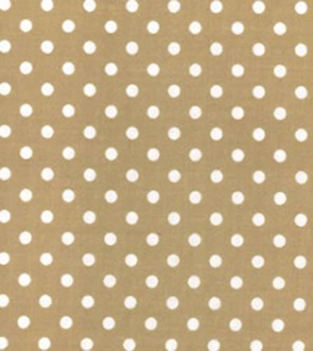 Tissu polycoton imprimé pois brun clair anti-froissage rouleau 10m fin de série couture