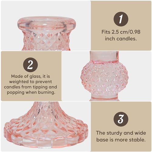 Glass Candlestick Holder Taper and Candle Holder Desktop Decoration for Wedding Dinning Party-3 pcs by Esdallina - Used condition - Image 7