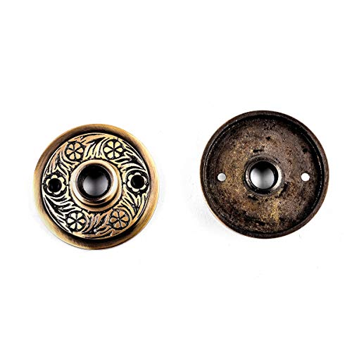Renovators Supply Manufacturing Door Knob Rosette Pair 2.5 In. Antique Brass Decorative Door Knob Rosette #TOP6