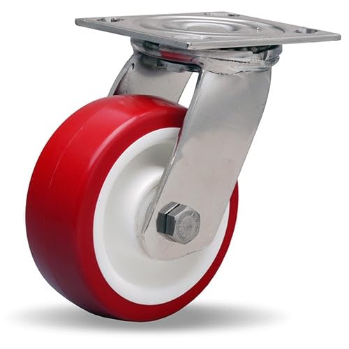 Hamilton Stainless Steel Swivel Caster - 5" x 2" Poly-Tech Polyurethane Wheel, 600 lbs. Load Capacity, 3/4" Delrin Bearing - S-STA-5NFZ for E-Commerce