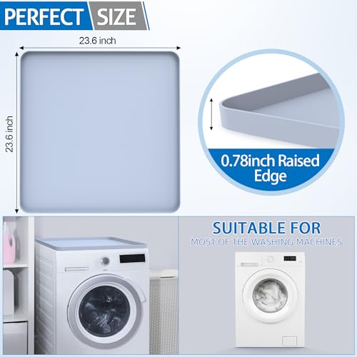 Famsoule Washer Dryer Protective Silicone Rubber Mat 23.6“ x 23.6\" for Washer and Dryer Cover for the Top, Anti-Slip Washing Machine Cover, Laundry Room Accessories, Fits Most Washers and Dryers