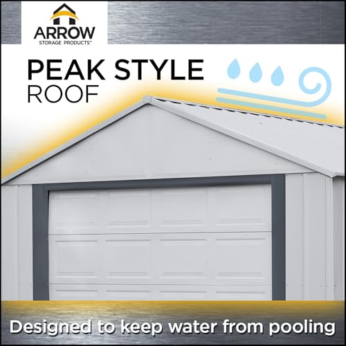 Arrow Shed 14\' x 31\' Murryhill Garage Galvanized Steel Extra Tall Walls Prefabricated Shed Storage Building, 14\' x 31\', Flute Gray - Thumbnail 7