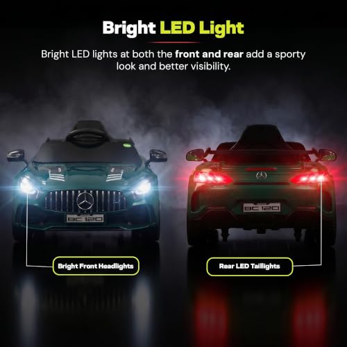 Image of Baybee Spyder Battery Operated Car for Kids | Electric Ride On with Parental Control, LED Lights & Music | Rechargeable Kids Car with Bluetooth & USB | RideOn for Kid 1-5 Years (Green)
