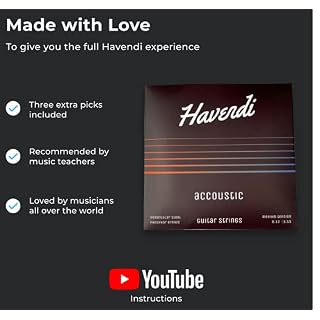 HAVENDI® Cordes de guitare acoustique – cordes en acier de qualité supérieure pour guitare acoustique revêtues de bronze… - Les Beatles, Paul McCartney, John Lennon, RIngo Starr, George Harrison HAVENDI® Cordes de guitare acoustique - cordes en acier de qualité supérieure pour guitare acoustique revêtues de bronze… – Image 4