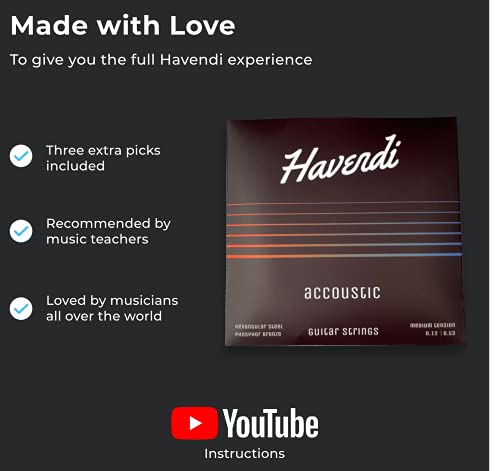 HAVENDI® Cordes de guitare acoustique – cordes en acier de qualité supérieure pour guitare acoustique revêtues de bronze… - Les Beatles, Paul McCartney, John Lennon, RIngo Starr, George Harrison HAVENDI® Cordes de guitare acoustique - cordes en acier de qualité supérieure pour guitare acoustique revêtues de bronze… – Image 5