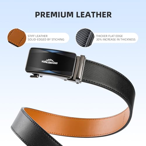 Mens Belt Leather Ratchet Belt for Men with Adjustable Buckle for Work Business and Casual, Trim to Fit2
