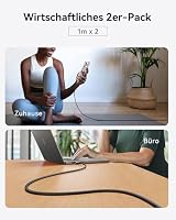 INIU 240W USB C Kabel, [2 Stück 1M] PD Schnellladekabel USB C auf USB C Kabel, Nylon Geflochten Ladekabel USBC für iPhone 17 16 15 Pro Max Samsung Galaxy S25 S24 Ultra Pixel 9 iPad Pro MacBook Air – Ansicht 7