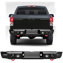 Rear Bumper Compatible with 2007 2008 2009 2010 2011 2012 2013 Toyota Tundra Texture Black w/4 24W LED Lights & 2 4.75T D-Rings