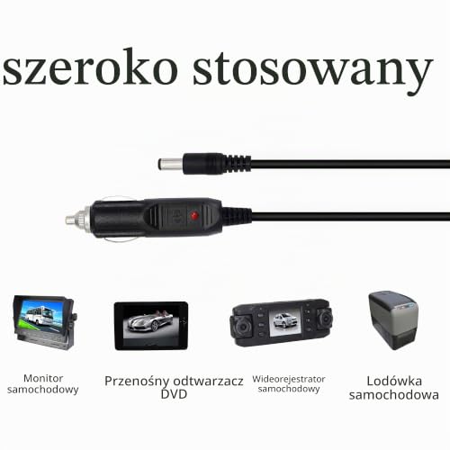 PNGKNYOCN Ładowarka samochodowy 12 V DC, kabel 18 AWG, wtyczka męska do zapalniczki, kabel zapalniczki do CCTV, lodówka samochodowa (1,5 m)