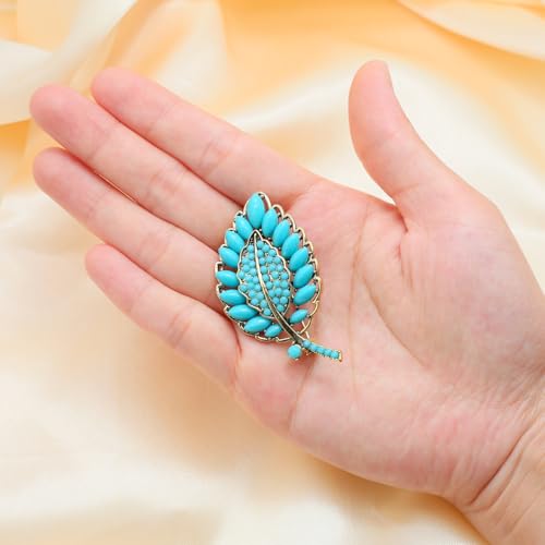 Image of Turquoise West Cowboy Oval Tear Drop Brooch Pin for Women Retro Brooches Pins Classic Fashion Jewelry Accessories Gift