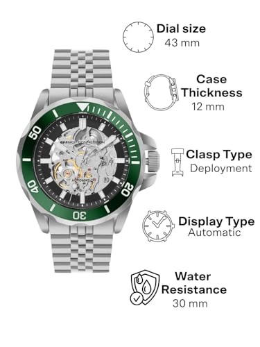 Image of French Connection See Through Black Round Dial with Stainless Steel Strap Automatic Watch for Mens - FCA22NSM