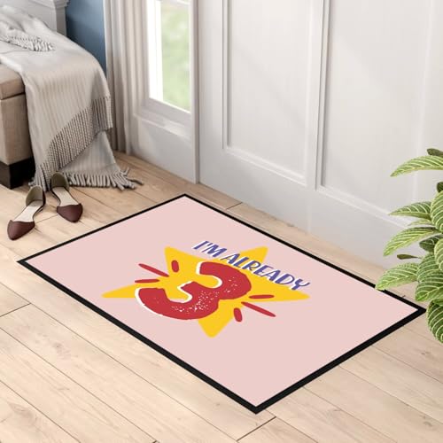 Paillasson rose cadeau anniversaire 3 ans thème étoile pour chambre fille