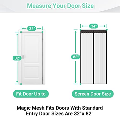 Ngreen Reinforced Magnetic Screen Door - Heavy Duty Mesh Curtain And Full Loop And Frame Hook, No Tools Required (34"X83", Fits Door Up To 32" W X 82" H) #TOP1