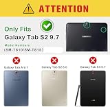 Rosbtib Pokrowiec do Samsung Galaxy Tab S2 9.7 cala 2015 Model SM-T810 / T815, wielowymiarowa ochrona z sztucznej skóry z przegródkami na karty wzorem Lilii, czerwony