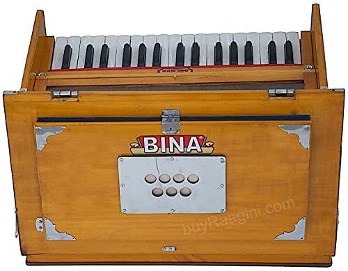 Bina 23B Deluxe, Harmonium, 2 1/2 Octaves, 32 Keys, Small, Portable, Compact, Special Reeds, Safri, Natural Color, Bag, Kirtan, Musical Instrument Indian (Pdi- Daa) #TOP2