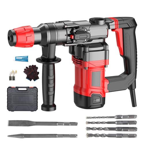YHJLZNA Rotary Hammer Drill,Brushless Jack Hammer Concrete Breaker,Heavy Duty Electric Jackhammer,Safety Clutch Multifunction W/Vibration Control