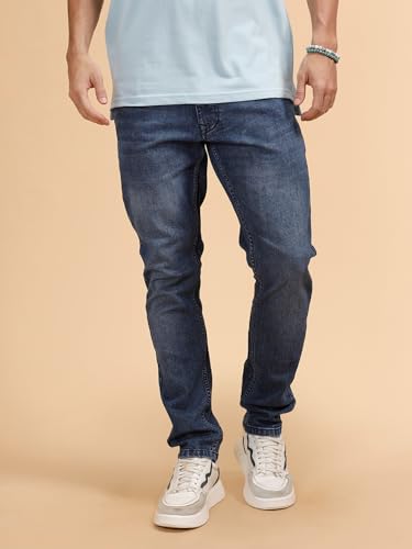 Image of WROGN Men's Stretch Cotton Jeans | Solid | Slim Fit