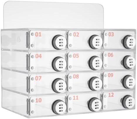 Wall-Mounted Acrylic Cell Phone Locker Box with Secure Door Locks - Ideal Storage Solution for Classrooms, Offices, and Factories to Keep Devices Organized and Safe