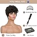 MOONSHOW Brown Pixie Cut Wig Short Curly Wigs for Black Women Dark Brown Haitcut Wigs Synthetic Pixie Cut Wig with Bangs Natural Wavy Short Layered Pixie Wigs for African American Women(Brown)