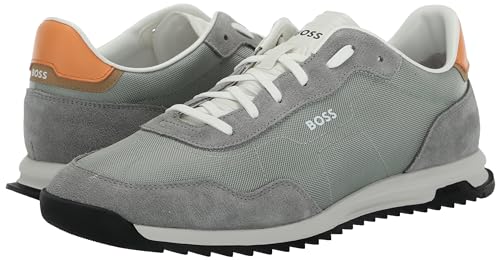 Image of BOSS Men's Zayn Low Profile Suede Leather Two Tone Sneaker