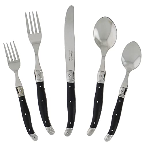French Home Laguiole 20 Piece Flatware Set – Stainless Steel Flatware Set for 4 – Luxurious Black Onyx Utensil Set with Knives, Spoons and Forks by French Home - Used condition - US$63.91