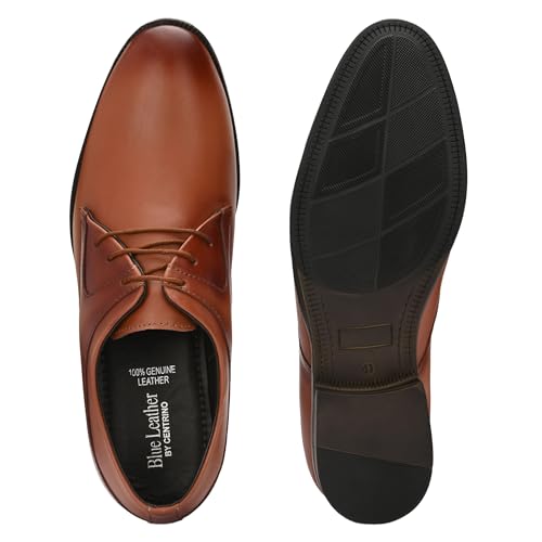 Image of Blue Leather by Centrino Lace-up Men's Formal Shoe | Stylish with Soft Cushioned Insole | Trendy Lace-Up Design | Durable Leather with Anti-Skid Sole | Perfect for Formal Wear (4035)