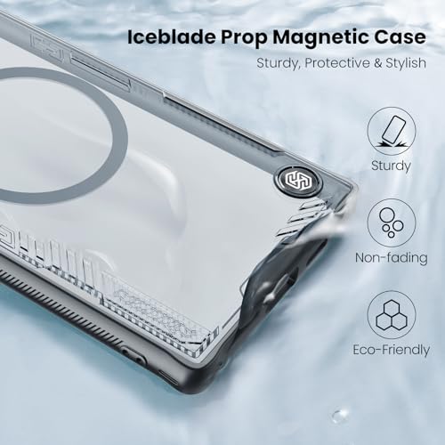 Image of Nillkin Magnetic for Galaxy 24 Ultra Case Clear, Compatible with Magsafe, Never Yellow & Biodegradable Material, Translucent Case with Invisible Kickstand & Camera Cover for Galaxy 24 Ultra, Black