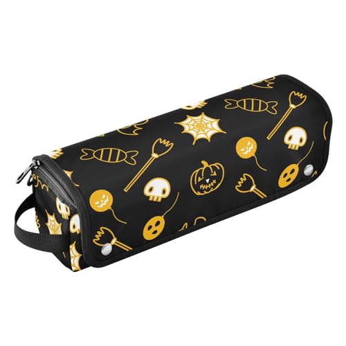 LI ZHI XIN Bolsa de viaje 2 en 1 para secador de pelo con alfombrilla resistente al calor, organizador de secador de pelo, bolsa de almacenamiento para rizador, caja de cosméticos, Halloween, calabaza