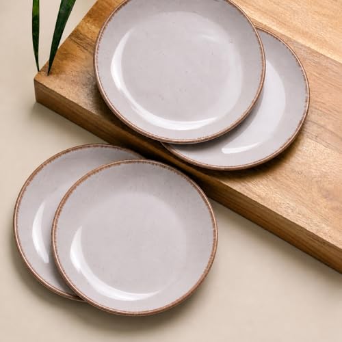 Image of The Earth Store Glossy Lavender Marble 7 Inch Ceramic Quarter Plates Set of 6 | Microwave & Dishwasher Safe Plate | Half Plate for Dessert, Snacks, Dinner | Snack Plates for Gifting, Daily Use