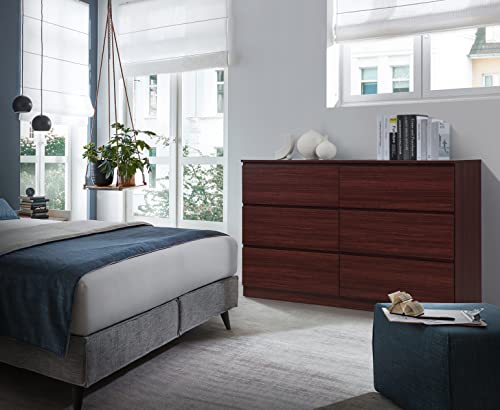Hodedah 6-Drawer Dresser, Mahogany #TOP5