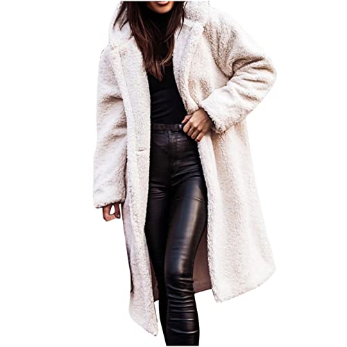 Women's Coats With Hood Sherpa Jacket Women Faux Fur Coat Winter Single Breasted Long Teddy Coat Fleece Overcoat #TOP4