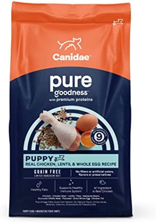 Canidae PURE Limited Ingredient Premium Puppy Dry Dog Food, Chicken, Lentil and Whole Egg Recipe, 4 Pounds, Grain Free