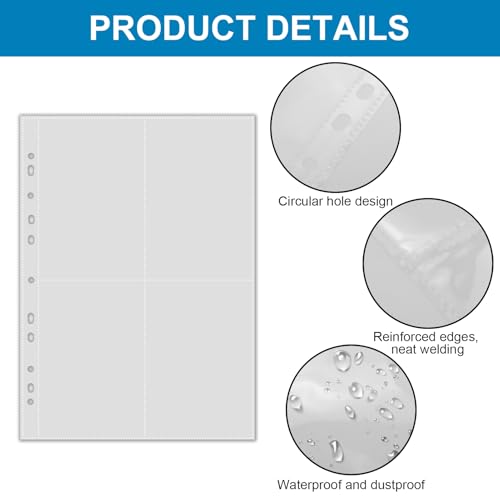 55er Pack A4 Fotohüllen mit 440 Doppelseitig Fächern, Transparente Postkartenhüllen mit 4 Fächern, Klarsichthüllen a4, Top Loading Nachfüllseiten für Fotoalben